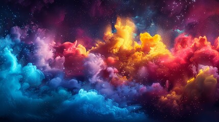 Cosmic Nebula: Vibrant Hues of Ink and Stardust in a Celestial Dance