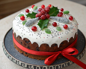 Christmas Cake with decoration ideas 3D illustration