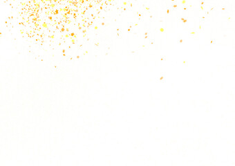 Banner with golden stars decoration. Festive border with falling glitter dust and stars.