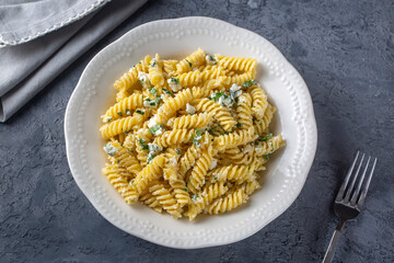 The cheese fusilli pasta is delicious. Turkish name; Peynirli makarna