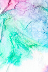 Paper Screwed Up Tissue With Pastel Watercolor Paints in Multicolour Rainbow For Background