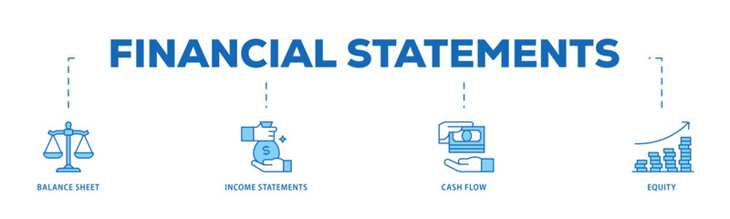 Financial statements infographic icon flow process which consists of graph, balance sheet, pie chart, income statements, money, calculator, income, earningicon live stroke and easy to edit .