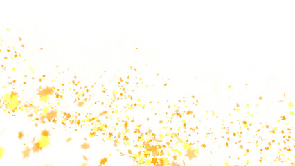 Banner with golden stars decoration. Festive border with falling glitter dust and stars.