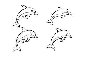 Naklejka premium dolphin set isolated on white