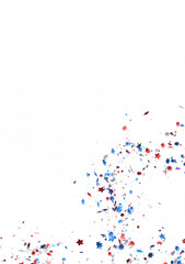 (Mehrere Werte)Confetti - Red white blue shiny confetti Confetti on white background, isolate, tricolor concept, PNG 3d