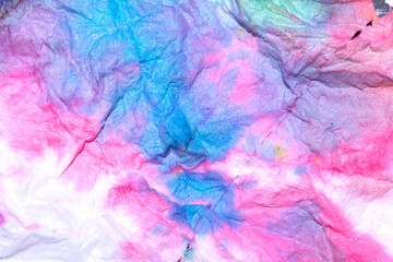 Paper Screwed Up Tissue With Pastel Watercolor Paints in Multicolour Rainbow For Background