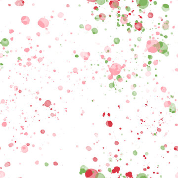 Seamless pattern red and green splashes on white background fabric printing wallpaper ideal washi tapes ribbons borders repeat