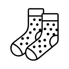 polka dot socks icon, national sock day line art, sock day icon - simple black line art icon of polka dot socks, for national sock day celebrations. sock day vector art.