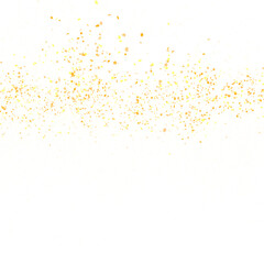 Banner with golden stars decoration. Festive border with falling glitter dust and stars.