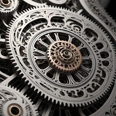 Obraz premium A complex and intricate system of gears and cogs.