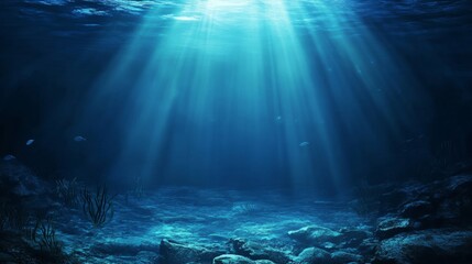 Plastic bag under the sea, with copy space