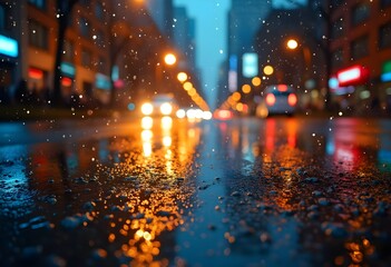 Dynamic Urban Scene with Reflections on Wet Pavement