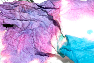Paper Screwed Up Tissue With Pastel Watercolor Paints in Multicolour Rainbow For Background