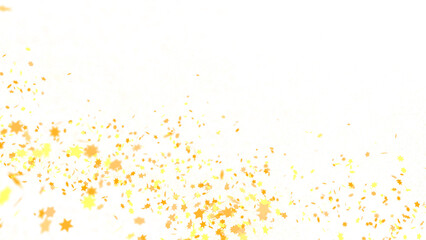 Banner with golden stars decoration. Festive border with falling glitter dust and stars.