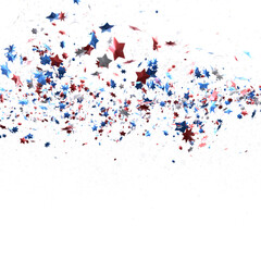 (Mehrere Werte)Confetti - Red white blue shiny confetti Confetti on white background, isolate, tricolor concept,
