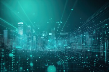 Obraz premium Futuristic Cityscape: A Digital Metropolis at Night