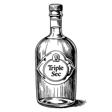 Vintage Triple Sec bottle sketch for International Bartender Day, celebration