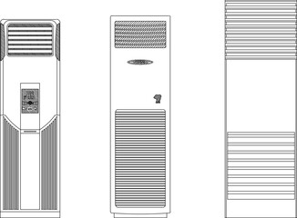 vector sketch illustration of the silhouette of a portable cooling air conditioner design to cool the room.eps