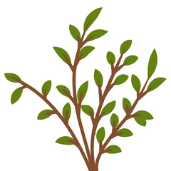 illustration of a tree. Green leaves and branch.