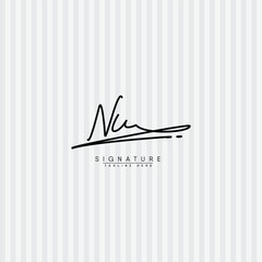 Simple Signature Logo for Alphabet NU - Handwritten Signature for Photography and Fashion Business