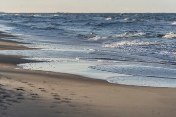Beautiful waves on the Baltic Sea in Poland.
