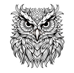 Obraz premium Black and white line owl for logo design.