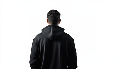 Back View of a Young Man Wearing a Black Hoodie