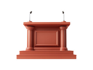 3D Conference Podium with Microphones and Projection Screen Setup