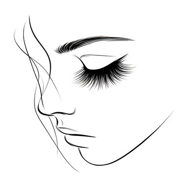 woman face outline with long eyelashes clip art preview