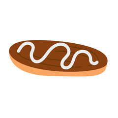 Isolated eclair top view on white background hand drawn