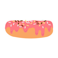 Isolated eclair on white background hand drawn