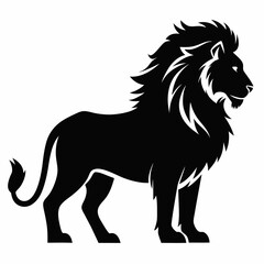 Lion silhouette ,white background 