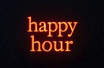 The inscription "Happy Hour" in bright letters on a uniform background