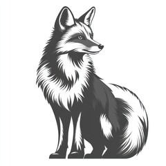 Gray fox sitting, profile view, detailed fur.