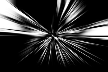 Fototapeta premium Abstrakcyjna powierzchnia rozmytego promienia powiększa monochromatyczne tony. Efektowne czarno-białe tło z promienistymi, rozbieżnymi, zbieżnymi liniami.