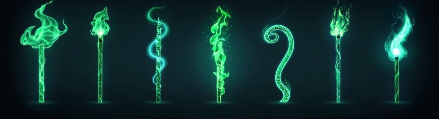 Fototapeta premium An illustration showing a green wind flow effect. A fresh minty wind swirl. An isolated wave graphic. An illustration showing an abstract wave isolated on a transparent background. An illustration
