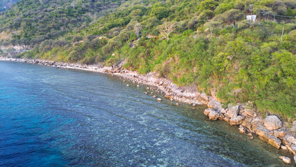 Aerial view of beach and sea in Gorontalo, Indonesia