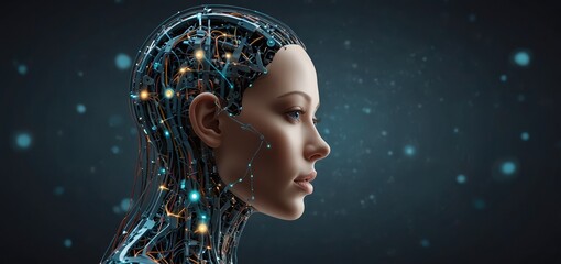Obraz premium Artificial intelligence. Interconnected knowledge representation 