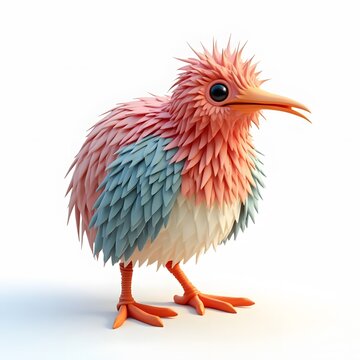 Green Kwik Bird Clipart Adorable 2D Cartoon Exotic Bird Illustration

