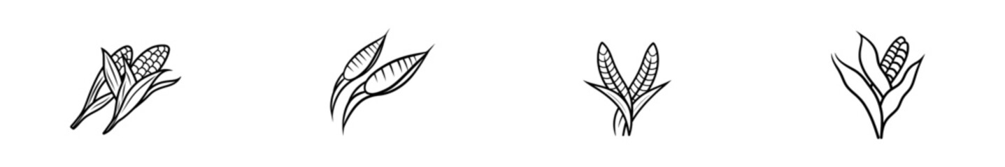 Obraz premium Hand-Drawn Woodcut Modern Sketch of a Vintage Corn Ear.