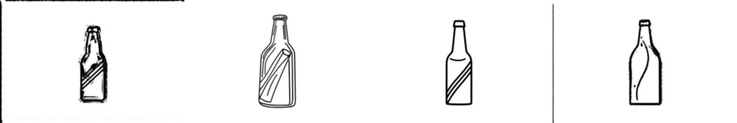 Vintage-style modern illustration of a glass soda bottle, hand-drawn in ink.