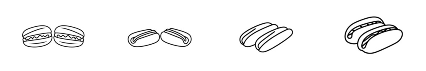 Obraz premium A modern illustration of two hot dogs with sausage and sauce, engraved as a sketch.