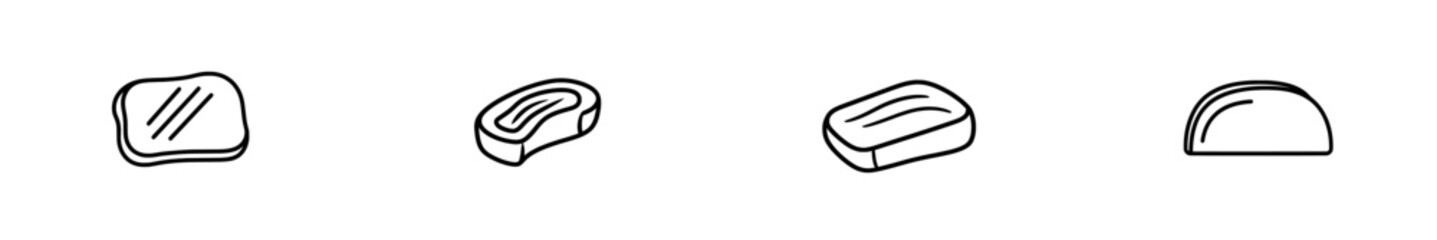 Hand-drawn modern illustration of bread engraving on toast slices.