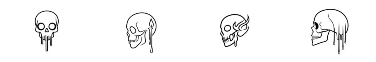 Hand-drawn ink sketch of a scull with a candle, in an engraved modern illustration style.