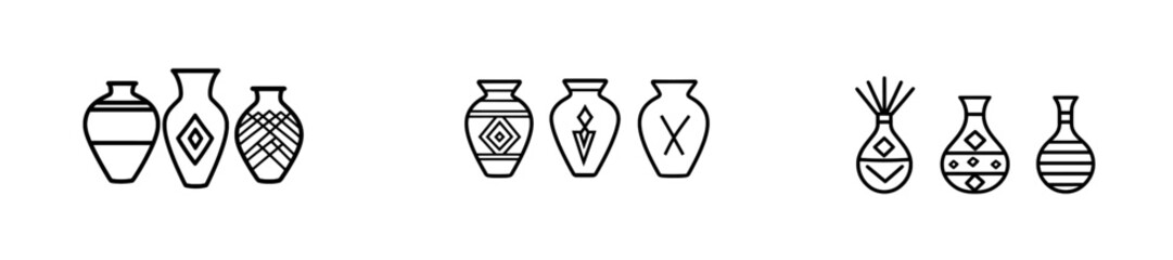 Hand-drawn ink sketches of ancient vases, rendered in a modern engraved illustration style.