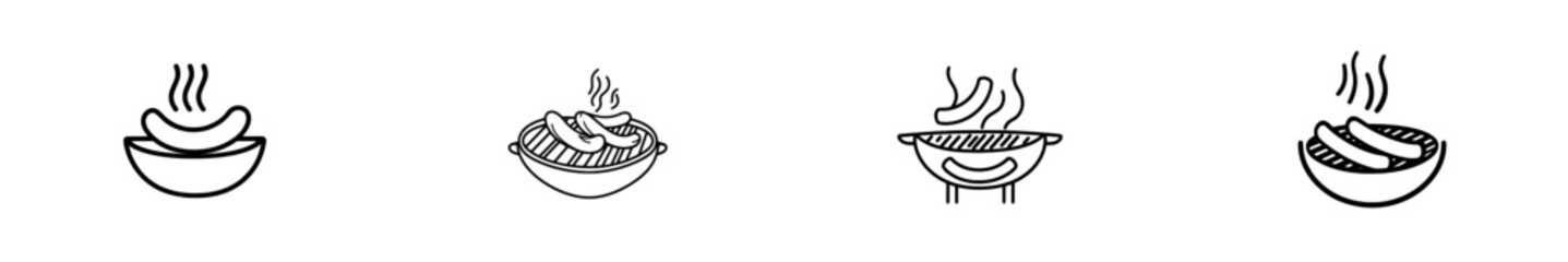 Hand-drawn modern illustration of sausages in doodle style on a white background.