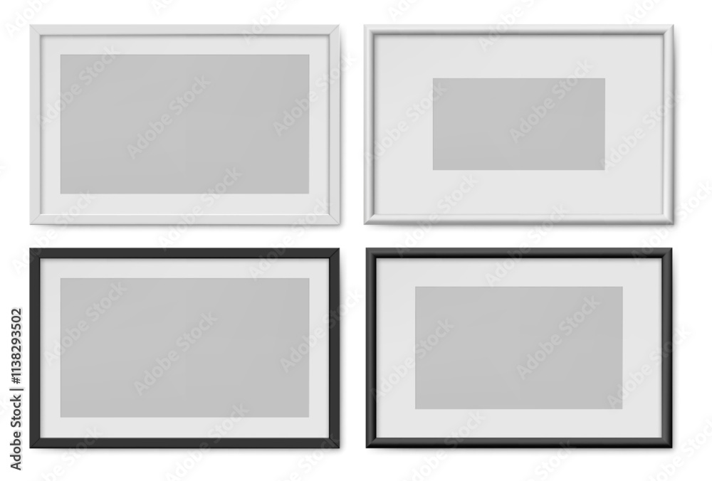 Poster photography picture frame in horizontal format. vector isolated border for banners, mockup or templa