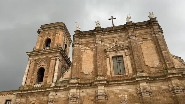Facade of the Cathedral of St. John the Baptist in Brindisi, Puglia, Italy 