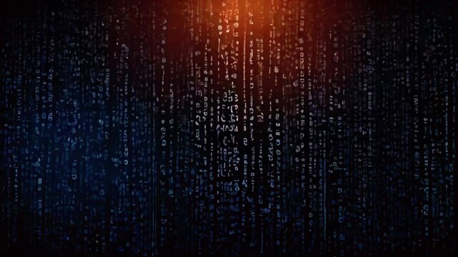 A digital matrix with cascading binary code in green on a black background, 4k High-Quality Wallpaper Background Animation Video