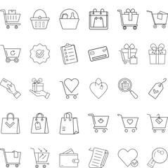 Shopping Cart Icons Ecommerce, Retail, Online Shopping, Gift, Purchase